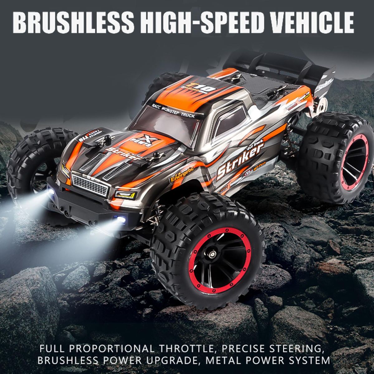 Remote Control Car, 1:14 4WD 2.4GHz Remote Control Truck 75km/h High-Speed Off-Road Vehicle Toy with Brushless Motor 3 Battery