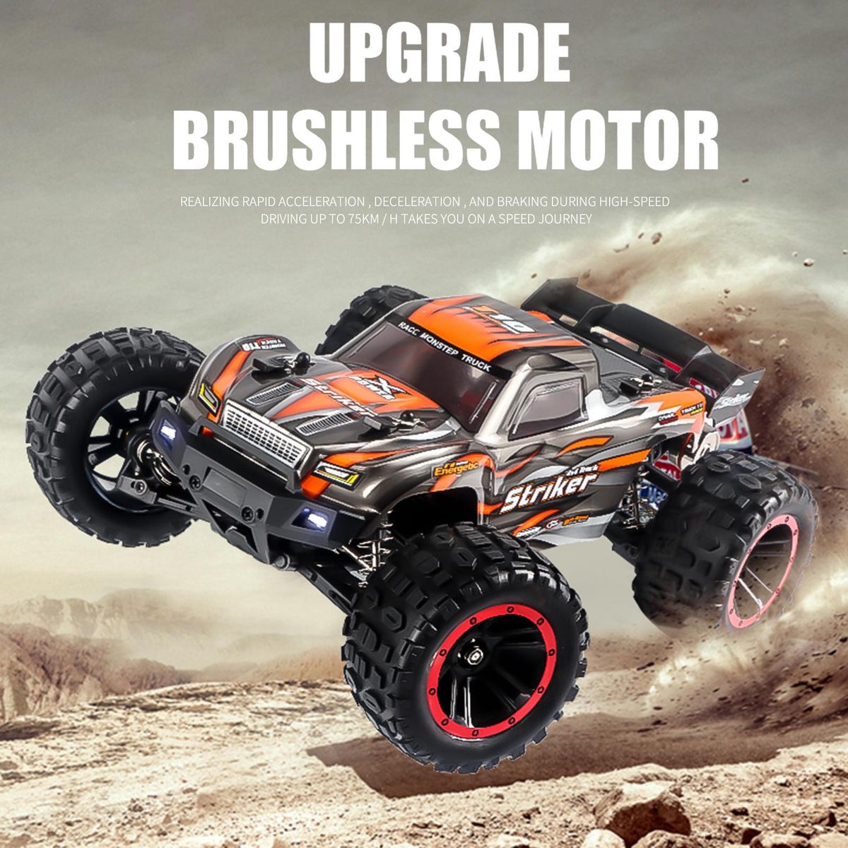 Remote Control Car, 1:14 4WD 2.4GHz Remote Control Truck 75km/h High-Speed Off-Road Vehicle Toy with Brushless Motor 3 Battery
