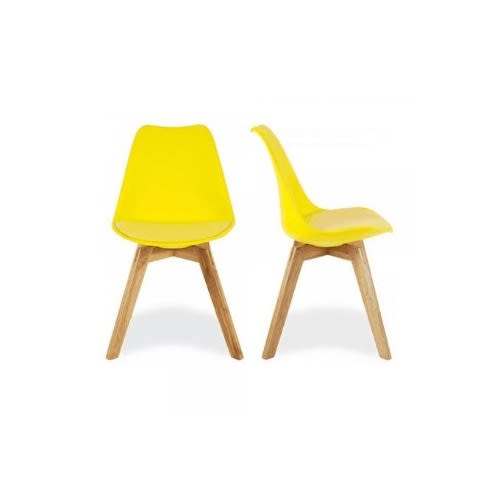 Set Of 2 Woodmart Padded Plastic Back Rest And And Leather Seat-Yellow