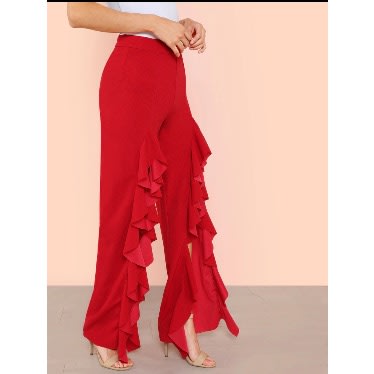 High Spilt Front Ruffle Pants