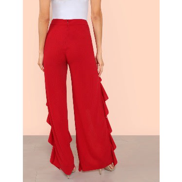 High Spilt Front Ruffle Pants