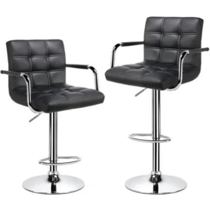 Set Of 2 Adjustable Counter /Lab Swivel Gas Lift Stools - Black