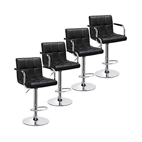 Adjustable Height Bar Stool - Set Of 4 - Black