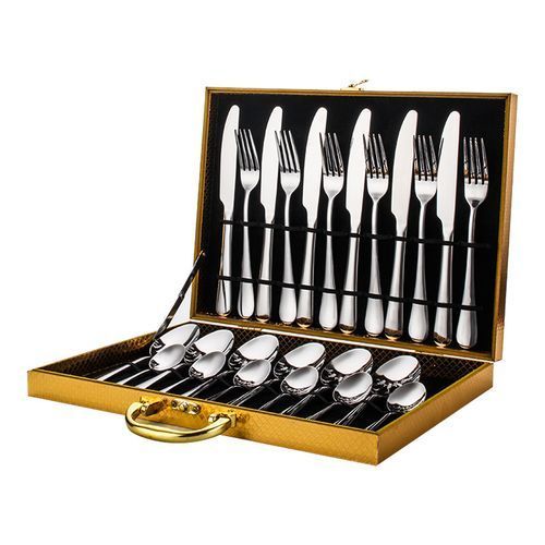 Set Of 24pcs Silver Cutlery Spoon Fork And Knife