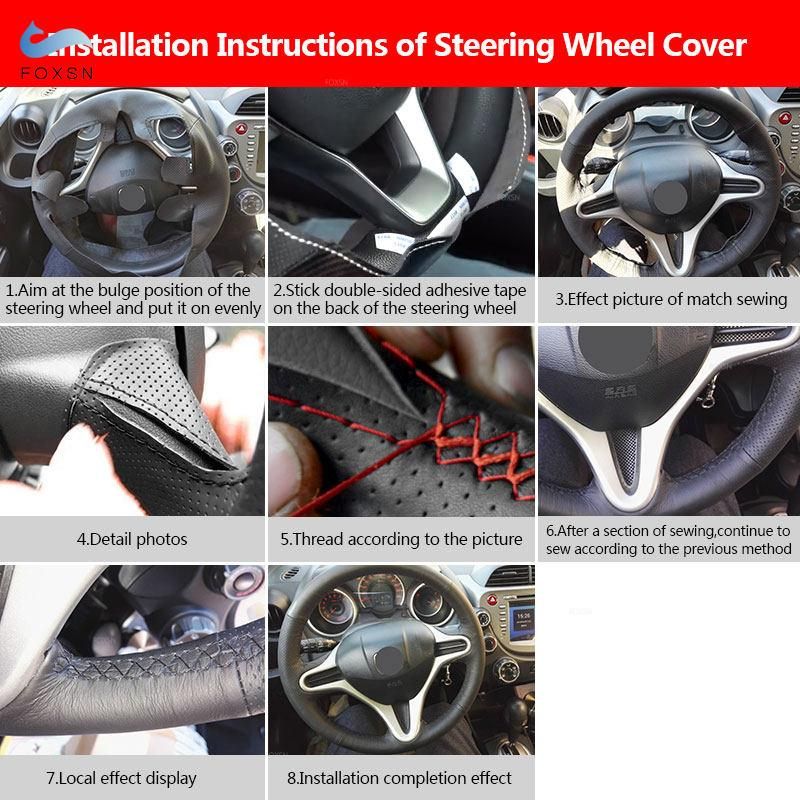 For Renault Megane 2 2003-2008 Kangoo 2008 Scenic 2 2003-2009 Hand-stitched Car Steering Wheel Leather Cover Interior Accessory