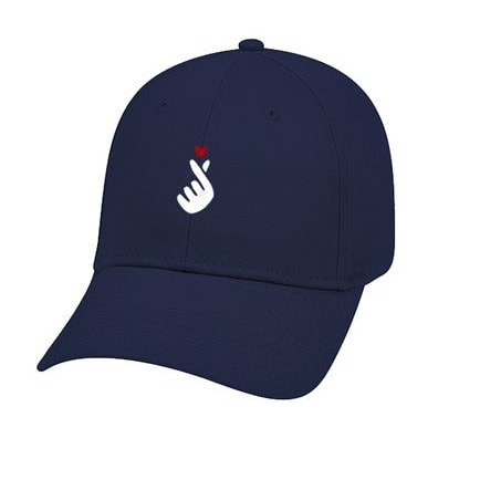 Korean Single Snap Love Hand Baseball Cap - Navyblue