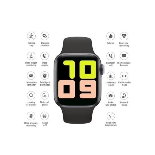 Smart Watch Series 5 With Magnetic Charging, Call And Message Functions - Black