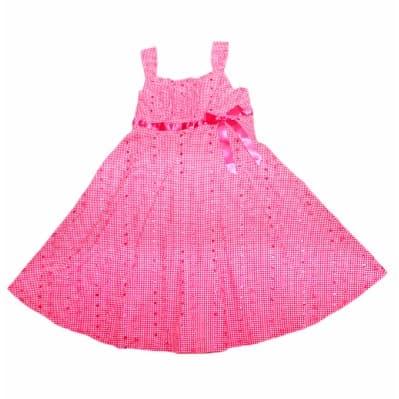 Cotton Bow Dress with Bow - Pink