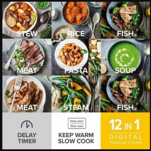 Multi-Functional 12-in-1 Electric Pressure And Slow Cooker - 150W