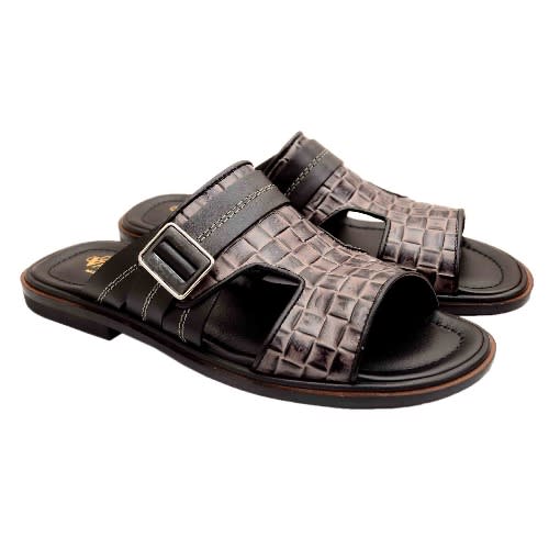 Black And Grey Skin Slippers