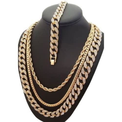 3 IN 1 Cuban Chains With Hand Chain