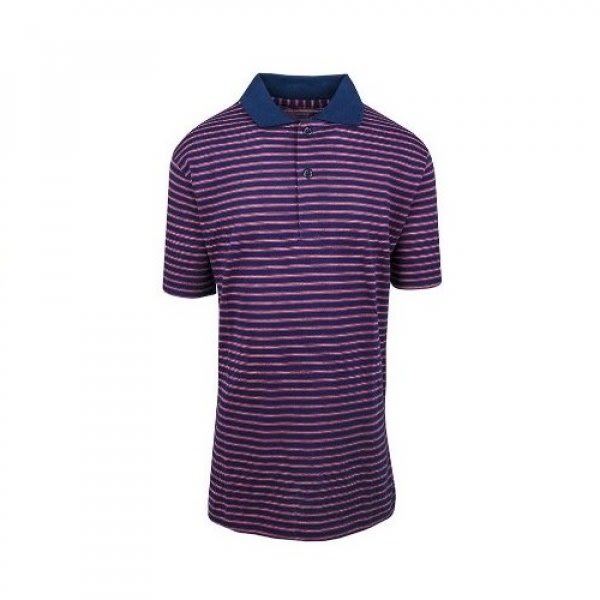Striped Short Sleeve Polo Shirt - Purple Multicolour
