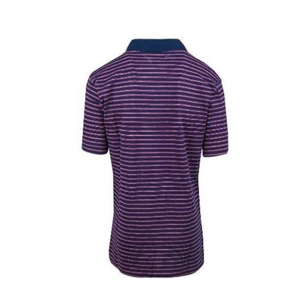 Striped Short Sleeve Polo Shirt - Purple Multicolour