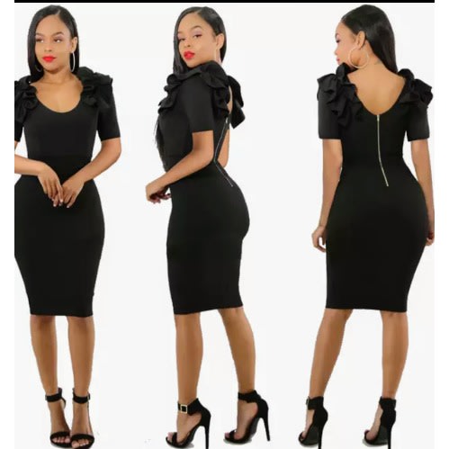 3 In 1 Ruffles Details Ladies Party Club Spamdex Bodycom-blue-black And Red