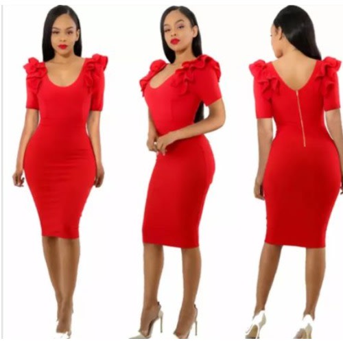 3 In 1 Ruffles Details Ladies Party Club Spamdex Bodycom-blue-black And Red