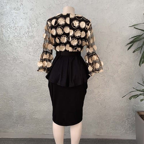 Corporate Ladies Skirt And Blouse- Black & Gold