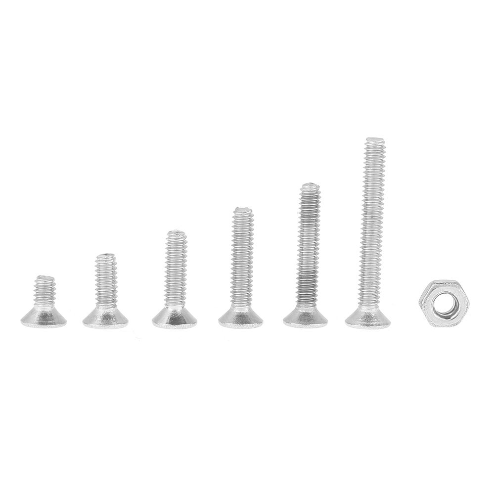 230pcs M2 304 Stainless Steel Flat Head Bolt Screws Nuts