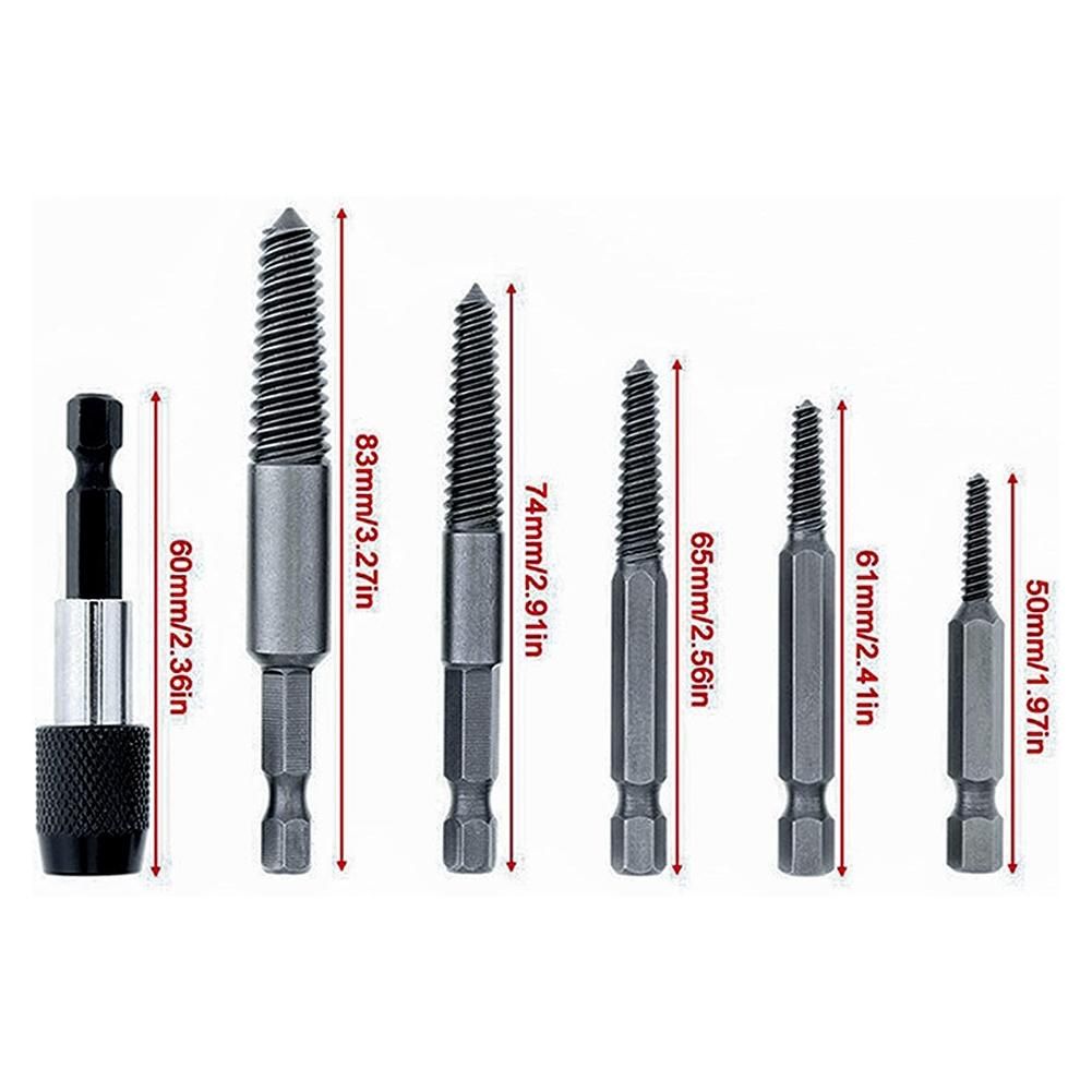 6 PCS Damaged Screw and Broken Bolt Extractor Set with 1/4