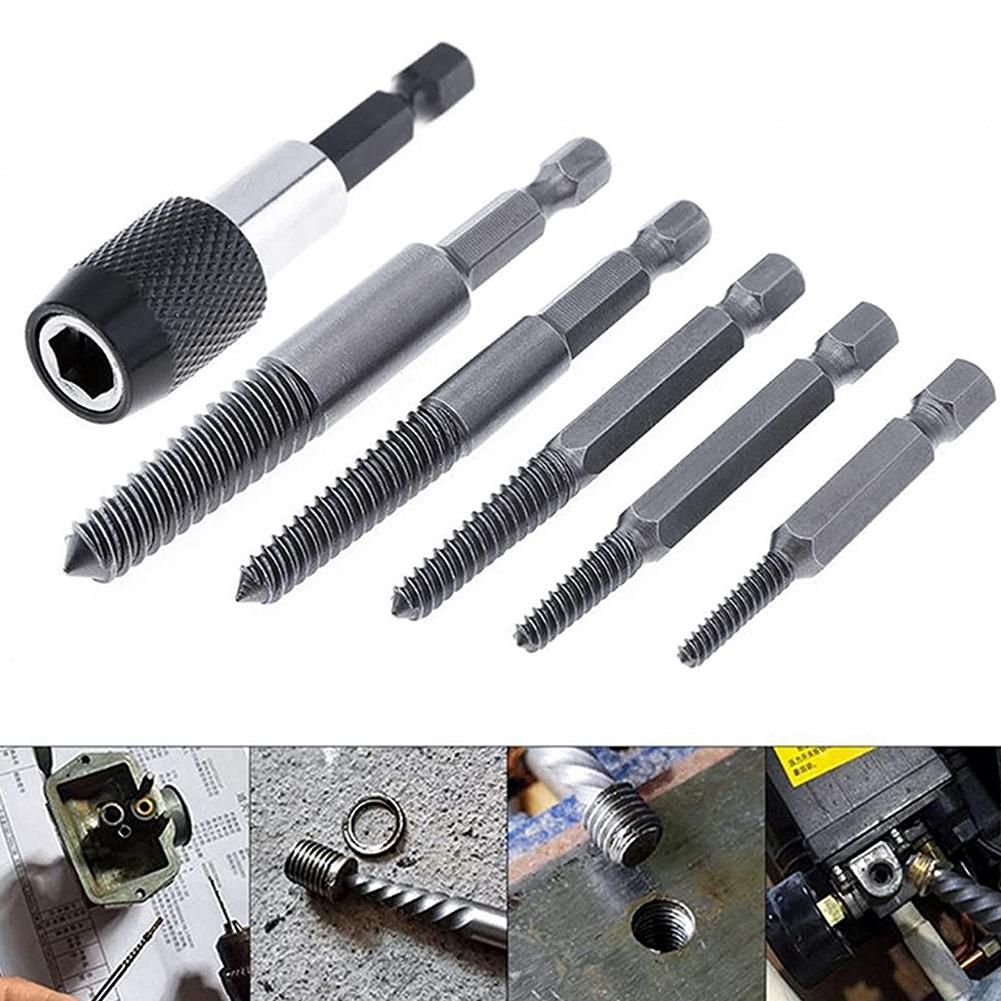 6 PCS Damaged Screw and Broken Bolt Extractor Set with 1/4