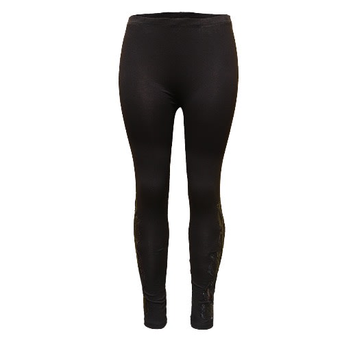 Detailed Lace Trim Leggings