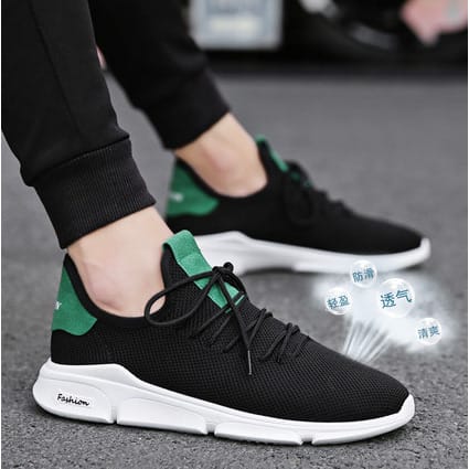 Men And Women Trendy Sports Sneakers - Black Green