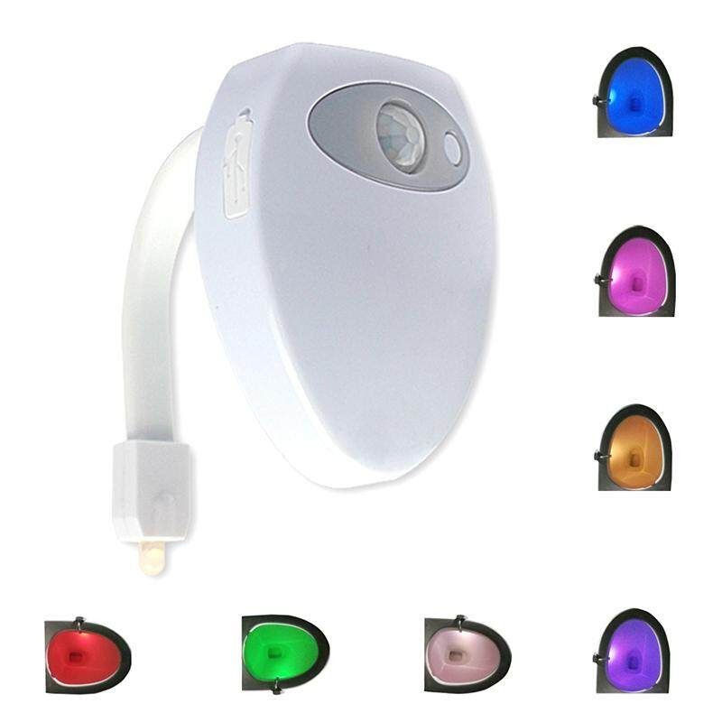 Toliet Bowl Light With Colors Changing PIR Motion Sensor Toilet Seat LED Nightlight USB Rechargeable