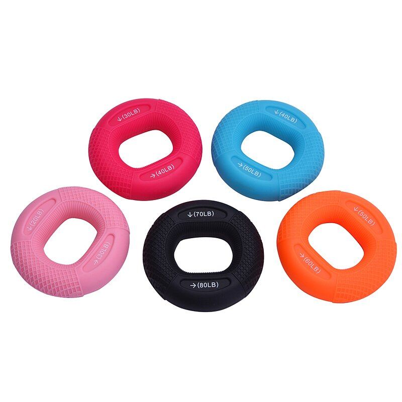 Muscle Training Exercise Gym Silicone Adjustable Handle 20-80 Pounds Grip Ring Finger Forearm Trainer Wrist Expander-Red