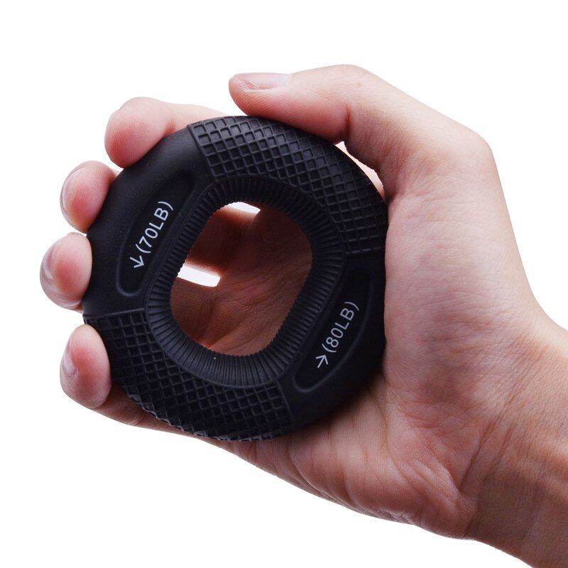 Muscle Training Exercise Gym Silicone Adjustable Handle 20-80 Pounds Grip Ring Finger Forearm Trainer Wrist Expander-Red
