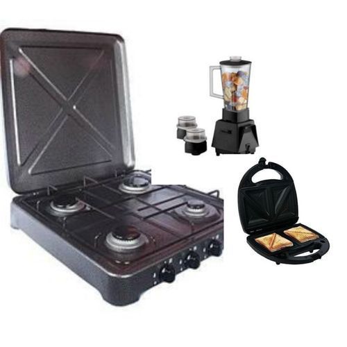 4 BURNER GAS COOKER + BLENDER/GRINDER & 2 Face Toaster