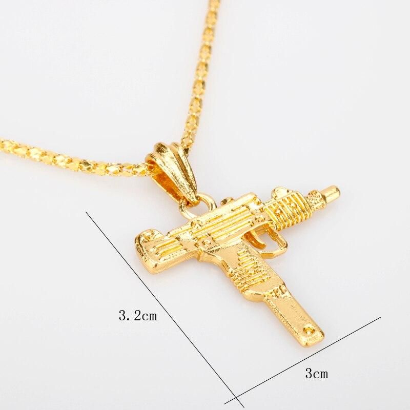 Uzi Gun Shaped Pendant Necklace Gothic Male Punk Hip hop Chain necklaces For Women Men Night Club Bar Party Accessory Jewelry