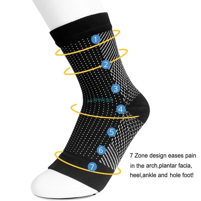 Sprots Ankle Support  Men Adjustable Compression Ankle Wraps Fitness Bandage Gym Soccer Protector Plantar Fasciitis Anklet Black S/M