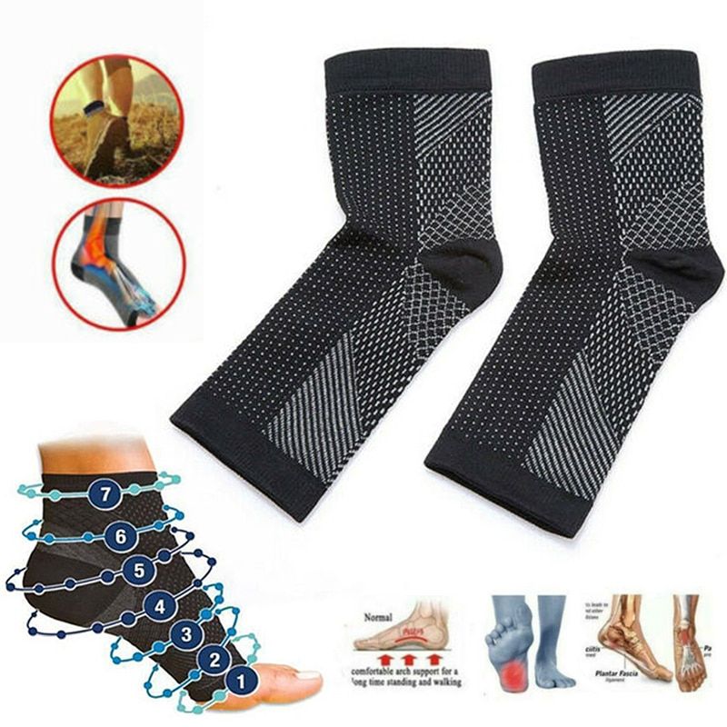 Sprots Ankle Support  Men Adjustable Compression Ankle Wraps Fitness Bandage Gym Soccer Protector Plantar Fasciitis Anklet Black S/M