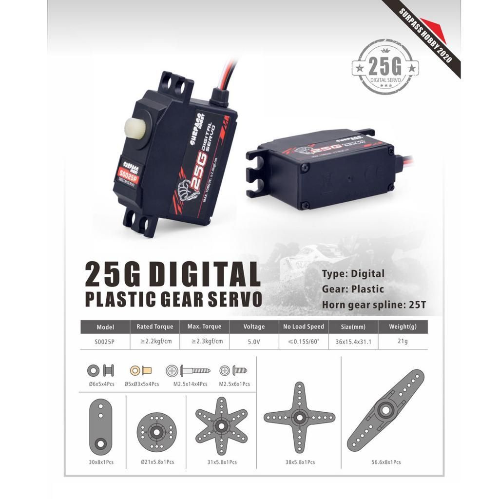 25G High Speed Torque Steering Servo Motor For 1:12 RC Car Boat Ship
