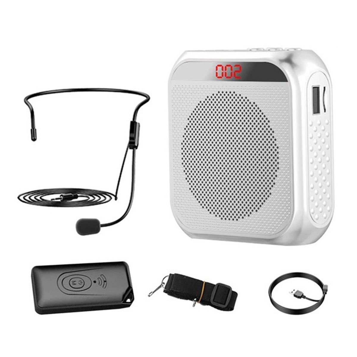 2200mAh Voice Amplifier Booster Microphone Headset Waistband White