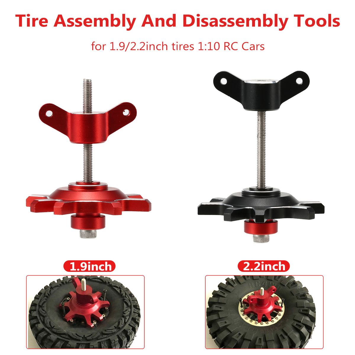 HOBBYFANS 1.9/2.2 Inch Beadlock Wheels Hub Tire Assembly