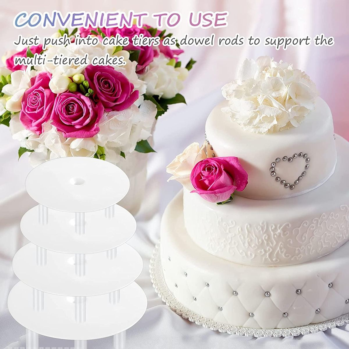 36 Pieces Plastic Cake Dowel Rods Set 20 Pieces White Cake