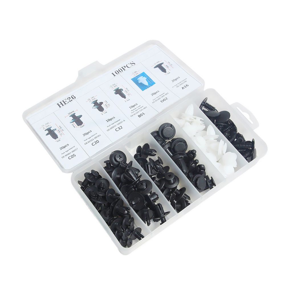 100 Pcs Car Retainer Clips Body Plastic Rivets Fasteners