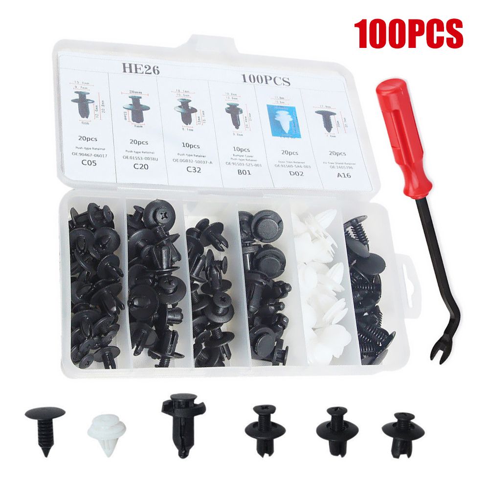 100 Pcs Car Retainer Clips Body Plastic Rivets Fasteners