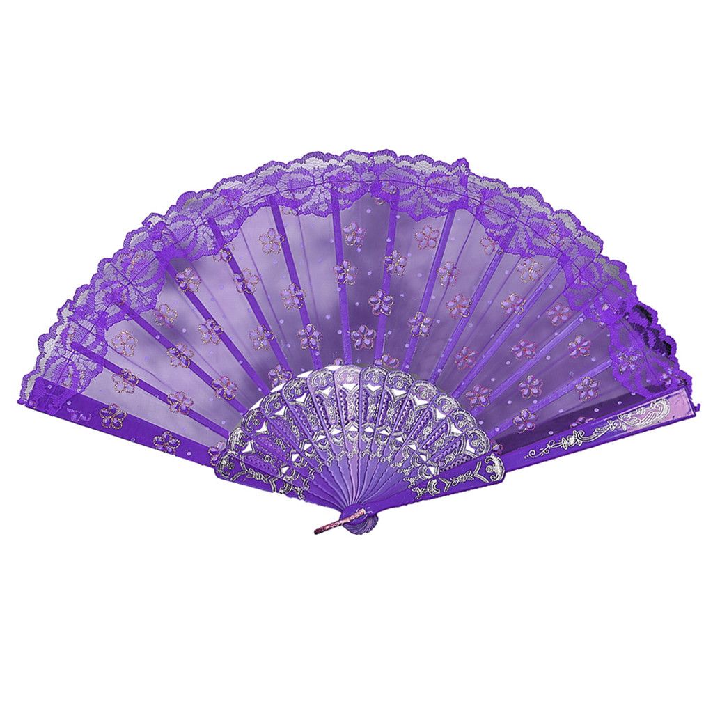 Lace Silk Pattern Chinese Best Fans Folding Dance Wedding Party Held Flower Style Hand #40 Party Pocket Lace Silk Fan Gift