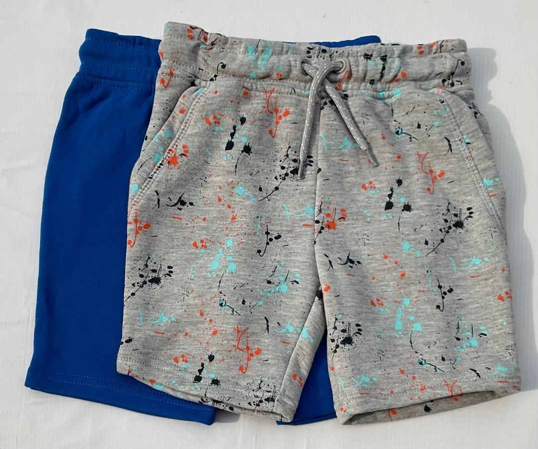 Boys Patterned Print And Blue Joggers Shorts - 2 Pack