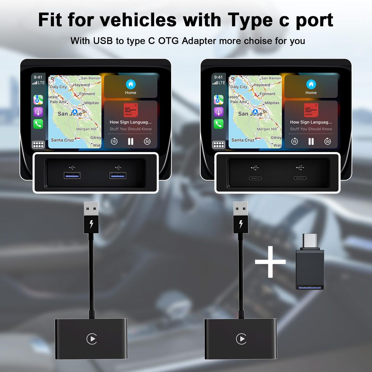 Suitable for Apple mobile phone Carplay original car wired to wireless intelligent AI BOX box car adapter white