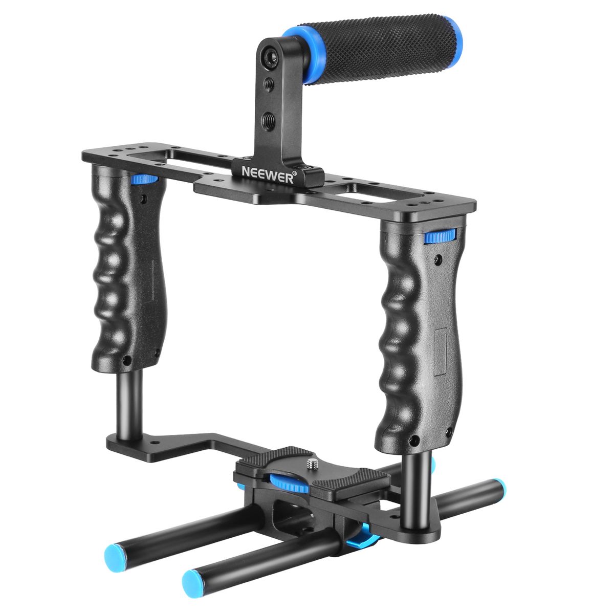 Neewer® Pro(Pro Version Of NeewerProduct)Aluminum Camera Video Cage Kit With (1)Video Cage(1)Top Handle Grip(2)15mm Rod For Canon 5D Mark II/ 5D Mark III/700D 650D 600D 550D 500D 450D;Nikon D7000 D5200 D5100 D5000 D3300 D320