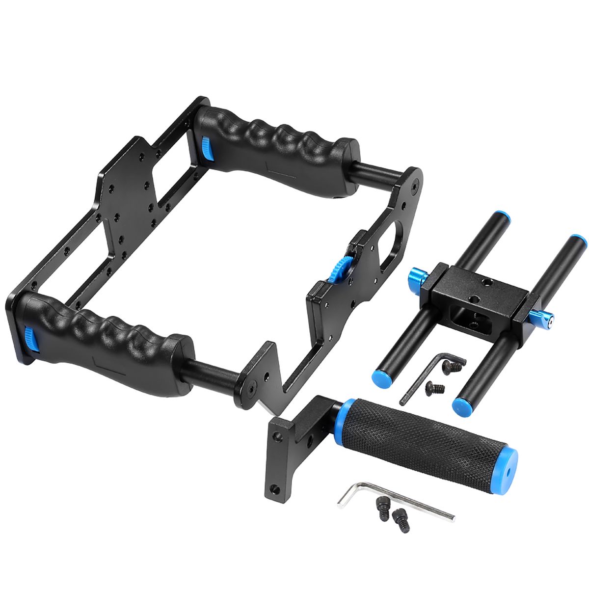 Neewer® Pro(Pro Version Of NeewerProduct)Aluminum Camera Video Cage Kit With (1)Video Cage(1)Top Handle Grip(2)15mm Rod For Canon 5D Mark II/ 5D Mark III/700D 650D 600D 550D 500D 450D;Nikon D7000 D5200 D5100 D5000 D3300 D320