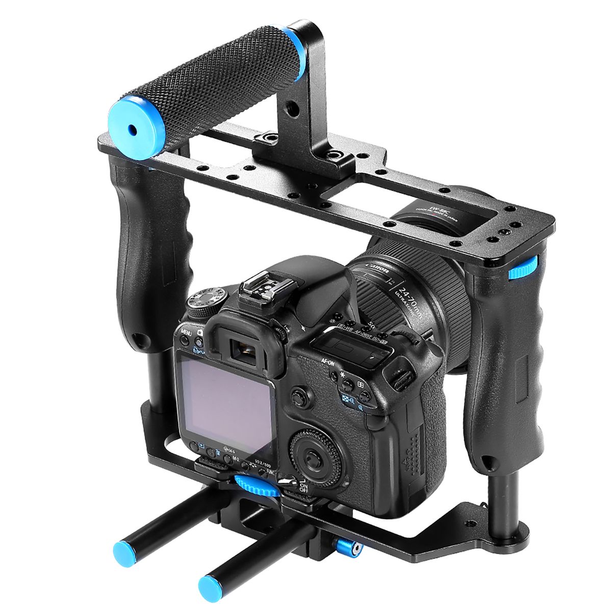 Neewer® Pro(Pro Version Of NeewerProduct)Aluminum Camera Video Cage Kit With (1)Video Cage(1)Top Handle Grip(2)15mm Rod For Canon 5D Mark II/ 5D Mark III/700D 650D 600D 550D 500D 450D;Nikon D7000 D5200 D5100 D5000 D3300 D320