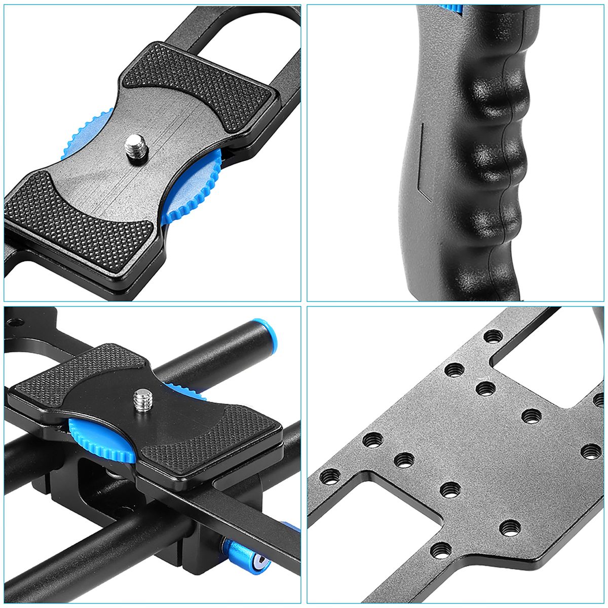 Neewer® Pro(Pro Version Of NeewerProduct)Aluminum Camera Video Cage Kit With (1)Video Cage(1)Top Handle Grip(2)15mm Rod For Canon 5D Mark II/ 5D Mark III/700D 650D 600D 550D 500D 450D;Nikon D7000 D5200 D5100 D5000 D3300 D320