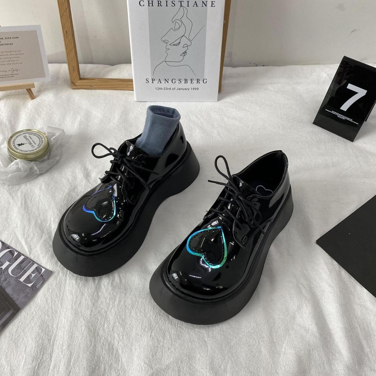 2021 Autumn Platform Shoes School Uniform Shoes Jk Student Shoes Girls Women Lolita Shoes Girl Round Toe Love Mary Jane Boots