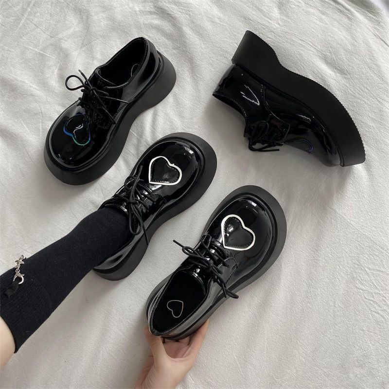 2021 Autumn Platform Shoes School Uniform Shoes Jk Student Shoes Girls Women Lolita Shoes Girl Round Toe Love Mary Jane Boots