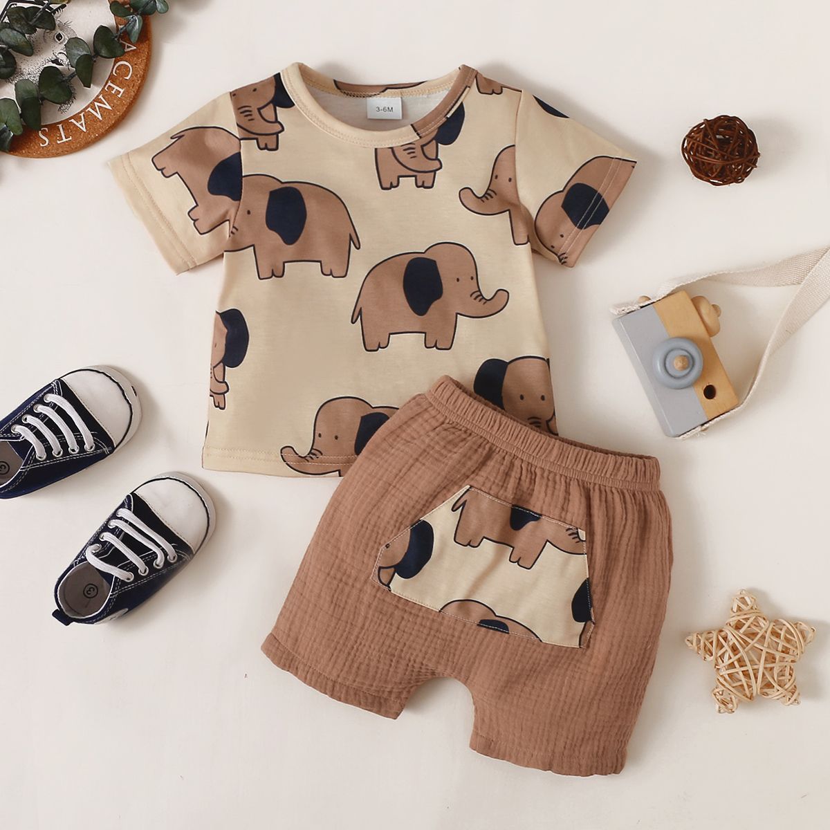 Newborn Baby Boy Suit Printed Short Sleeve Top Shorts Baby Boys Summer Outfits