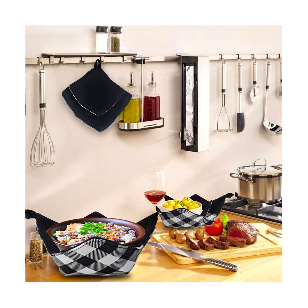 2PCS Microwave Safe Hot Dish Rack Set Microwave