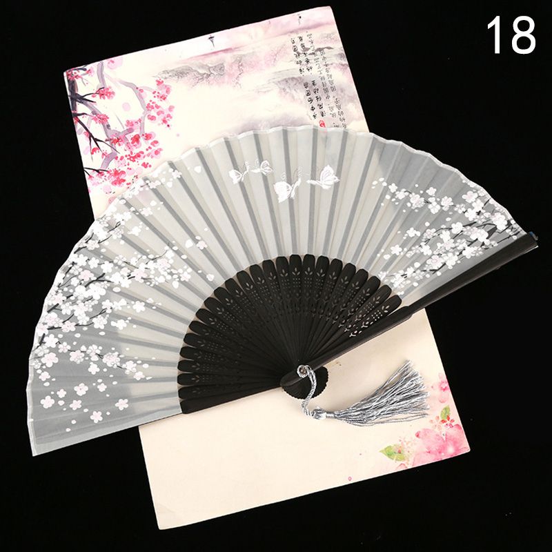 Fans Dance Style Decoration Printed Chinese Folding Bamboo Vintage Fan Japanese Hand Fans Retro Ancient Art Fan Crafts Cloth